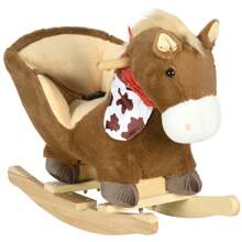 HOMCOM Animale a Dondolo a forma di Coniglio con Suoni, Cavalluccio a Dondolo per Bambini 18-36 Mesi con Cintura, 60x33x50 cm - Castano - Visualizzare 3