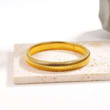 Conjunto De Brazaletes Dorados / Plateados 1-2 Piezas Para Mujeres Hombres, Pulsera De Cadena De Enlace Elástica, Pulsera De Brazalete Ancho Flexible Con Algunas Piezas Grandes Doradas Para Mujeres Hombres, Pulsera De Acero Inoxidable Lleno De Oro No Se Empaña Joyería De Moda - Multicolor - Ver 13