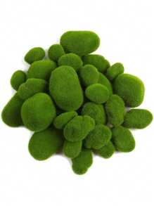 34pcs Artificial Moss Rocks, Green Floral Moss Balls Moss Covered Stones Fake Moss Decor For Floral Arrangements Fairy Gardens And Crafting 5 Size, Valentine Day, Gift,Garden Decor,Outdoor Plant,Gardening,Fake Flowers - Green - View 1