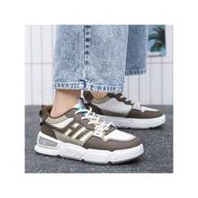 2024條紋帆布運動鞋,厚底設計,秋冬季,時尚多變青少年男生設計 - 棕色 - 查看 8