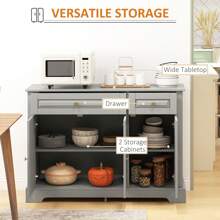 HOMCOM Sideboard Buffet Cabinet, Kitchen Cabinet With 2 Drawers, Gray - Grey - View 8