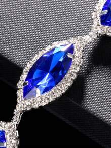 STONEFANS 1pc Silver-Tone European & American Style Blue Rhinestone Drop Body Chain For Sexy Women - Silver - View 3