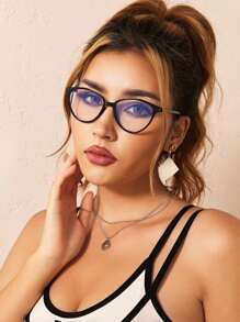 一副女士几何框经典透明塑料眼镜，适合阅读、办公、返校季佩戴，保护眼睛 - 無色 - 查看 8