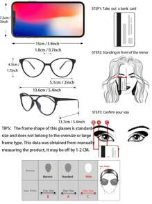 一副女士几何框经典透明塑料眼镜，适合阅读、办公、返校季佩戴，保护眼睛 - 無色 - 查看 9