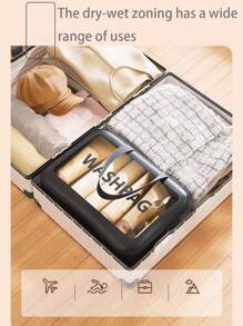 干湿分离双层极具吸引力的旅行便携式收纳袋防水化妆包干湿分离游泳健身包洗漱包用于旅行收纳袋、化妆包、化妆包、度假收纳包、大容量化妆品收纳包化妆盒，用于口红、刷子、护肤品、手机、硬币、小物品，用于家庭、礼物、度假和节日万圣节圣诞节多功能用途、波西米亚风、用于假日海滩、浴室收藏、卧室收藏、大容量 - 黑色 - 查看 9