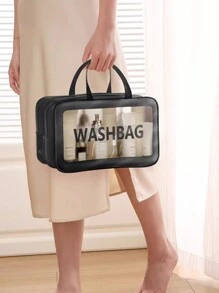 干湿分离双层极具吸引力的旅行便携式收纳袋防水化妆包干湿分离游泳健身包洗漱包用于旅行收纳袋、化妆包、化妆包、度假收纳包、大容量化妆品收纳包化妆盒，用于口红、刷子、护肤品、手机、硬币、小物品，用于家庭、礼物、度假和节日万圣节圣诞节多功能用途、波西米亚风、用于假日海滩、浴室收藏、卧室收藏、大容量 - 黑色 - 查看 7