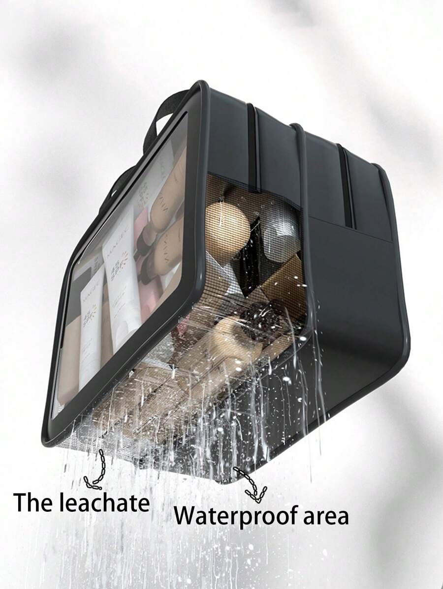 干湿分离双层极具吸引力的旅行便携式收纳袋防水化妆包干湿分离游泳健身包洗漱包用于旅行收纳袋、化妆包、化妆包、度假收纳包、大容量化妆品收纳包化妆盒，用于口红、刷子、护肤品、手机、硬币、小物品，用于家庭、礼物、度假和节日万圣节圣诞节多功能用途、波西米亚风、用于假日海滩、浴室收藏、卧室收藏、大容量 - 黑色 - 查看 1