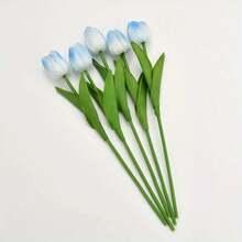 5pcs Mini Tulip Simulation Flowers For Wedding Decoration Home Fake Flowers (Blue) - Blue - View 1