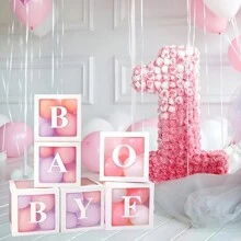 1pc DIY Transparent Letter Balloon Box Decoration Box, Letters A-Z Design Can Be Freely Combined And Matched - Very Suitable For Birthday, Wedding Name, One Year Shower, Room Decoration, Bedroom Decoration, Family Party Background Decoration,Christmas - White - View 7