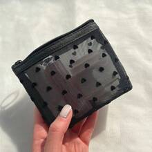 2PCS  Travel Make Up Organizer Storage Pouch Mesh Cosmetic Bag Toiletry Clear Wash Bag Case - Black - View 2