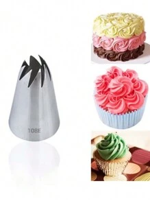 2pcs/set Stainless Steel Piping Nozzle, Silver Piping Tip For Baking - Silver - View 4