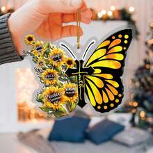 1入組黃色汽車後視鏡掛件,新奇蝴蝶、、向日葵扁平有機玻璃汽車內飾,給爸爸的完美禮物 - 彩色 - 查看 6