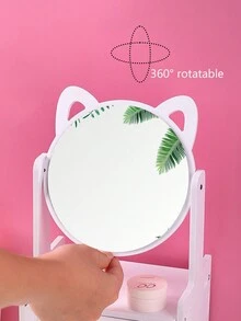 1 Miếng Phổ biến nhất Bàn làm việc Tai mèo Gương mỹ phẩm Có ngăn kéo Lưu trữ , Lý tưởng Đối với Sinh viên Và Cô gái - Gương trang điểm tai mèo - Xem 4