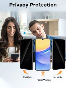 3 件装隐私钢化玻璃屏幕保护膜，适用于三星 Galaxy A14/A12/A13/A1/A20/A22/A31/A32/A34/A23，侧面黑色设计有效保护隐私，前置摄像头切口，可畅通无阻地拍摄，高硬度钻石防刮防摔，灵敏的触摸屏。钢化玻璃顶部可调节以适应不同型号，部分型号不支持指纹解锁！适用于 Galaxy A51/A52/A54/A53/A71/A73 等。 - 彩色 - 查看 2
