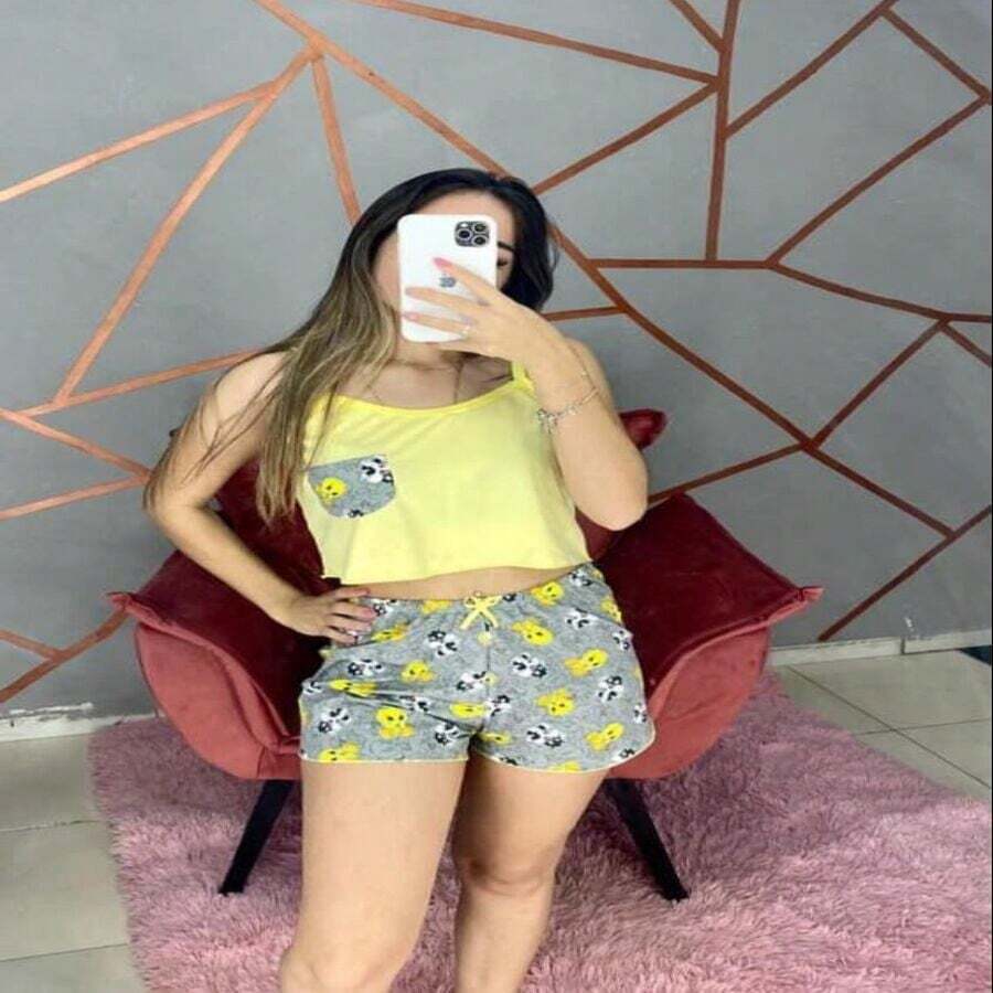 Baby Doll de algodão com bolsinho - Multicolorido - Visão 1