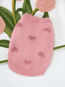 UFBemo 1 Miếng Màu hồng Áo len Với Hình trái tim , Dễ thương & Phong cách ngọt ngào , Thích hợp Đối với Mèo Và Chó - Hồng - Xem 2