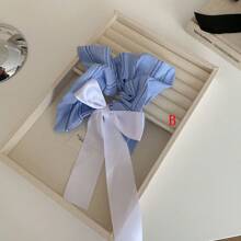 1 chiếc nơ buộc tóc hình lưới rỗng màu xanh và đen cho nữ, thích hợp để mặc hàng ngày và đi chơi vào mùa xuân - Nhiều màu - Xem 5