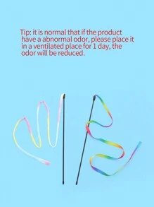 2pcs/set Rainbow Cloth Strip Cat Teaser Wand, Interactive Cat Toy