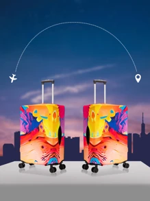 GUSTELL 1 Piece 18-29 Inch Tie-Dye Mixed Color Pattern Polyester Luggage Cover, Stretchable, Foldable, Washable, Scratch-Resistant Suitcase Protector, Portable For Travel, Vacation, Business Trip, Unisex Travel Accessories Summer Travel Essentials Vacation Holiday Back To School