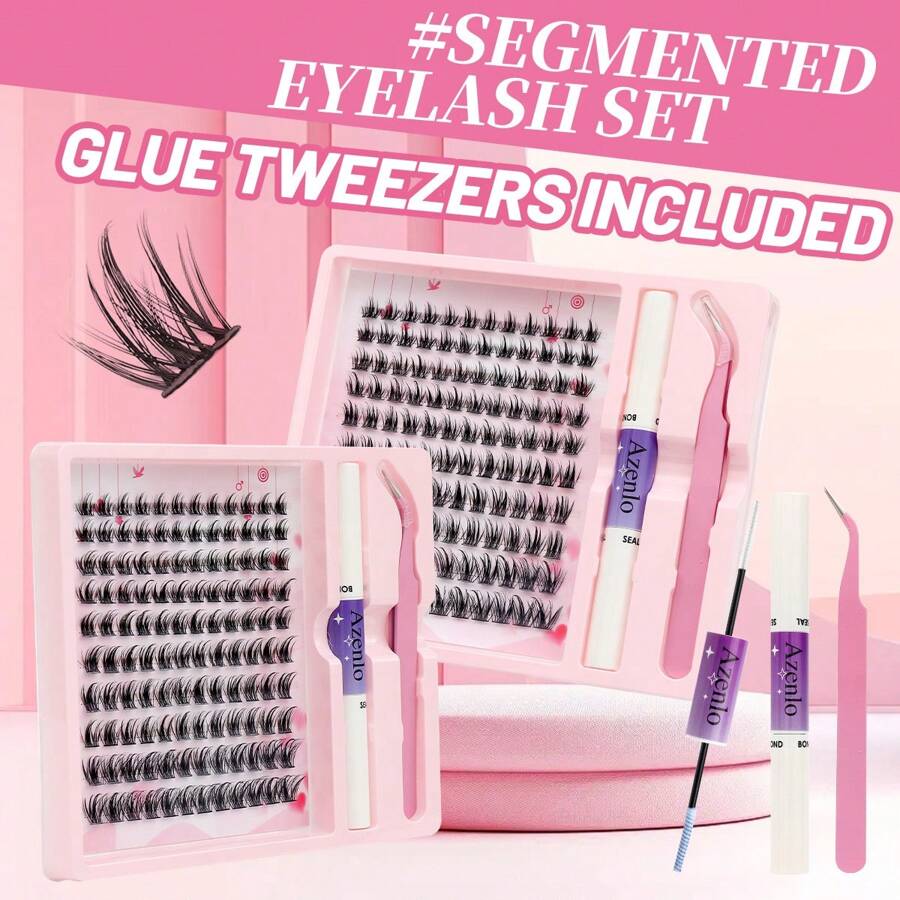 10 Rows 120 Clusters With Glue & Tweezer Lc07 Natural Drawing Eye False Eyelashes for Sale New