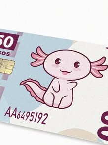 Sticker For Card Standing Axolotl Ticket Debit, Credit Or Transportation - Black - View 2