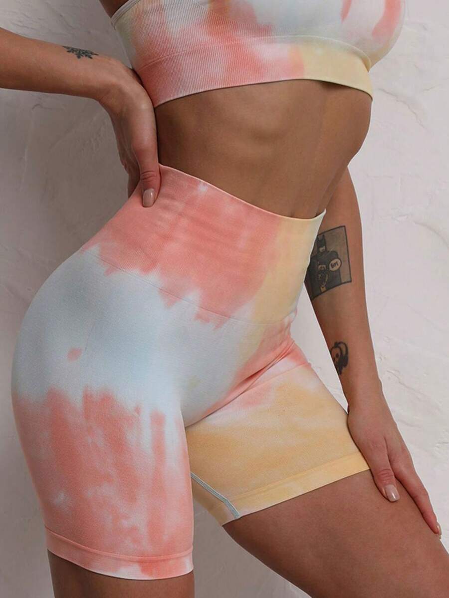 Leggins Cortos Con Estampado Sexy Para Mujer Yoga Short Pilates Moda Pantalones Cortos Deportivos Fitness Entrenamient Para Gym Correr - Mostaza Amarilla - Ver 1