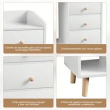 Buros De Madera Sencillos Con 3 Cajones Mesa De Noche Buro  Cómoda De 3 Cajones Para Dormitorio Muebles De Noche Mesa Auxiliar Para Dormitorio  Armario Entrada Blanco Caqui - Blanco - Ver 6