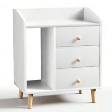 Buros De Madera Sencillos Con 3 Cajones Mesa De Noche Buro  Cómoda De 3 Cajones Para Dormitorio Muebles De Noche Mesa Auxiliar Para Dormitorio  Armario Entrada Blanco Caqui - Blanco - Ver 3