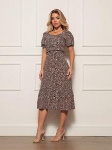 Women Dresses - 鏽棕色 - 查看 4