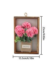 1 Pieza Marco De Imitación De Madera De Planta Creativa Para Decoración De Pared Con Flores Artificiales, Simulación De Flor Y Planta, Marco De Imagen De Madera De Pared 3d Para Decoración Del Hogar - Multicolor - Ver 4