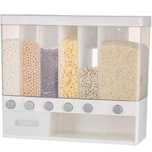 LIVINGANDHOME Living And Home 6 In 1 Stand/Wall Mounted Food Dispenser,Kitchen Storage Containers For Rice,Beans,Cereal,Grain,Candy,Biscuit,Dry Food - White - View 7