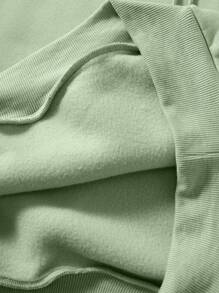 Capucha térmica con estampado de letra con bolsillo de canguro con cordón - Verde - Ver 5