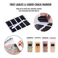 THELIFE 1/3pcs Set Plastic Storage Box, Optional 2.5L/4.5L Food Storage Container With Lid For Cereal, Pasta, Spaghetti, Rice, Grains, Home Decoration, Christmas Gifts, Home Gifts, Room Decoration - Black and White - View 9