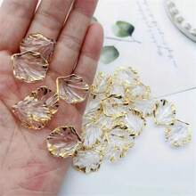 20/50/100pcs Acrylic Leaf & Flower Pendants, Transparent Leaf Charms For Jewelry Making, Bracelet Necklace Earrings DIY