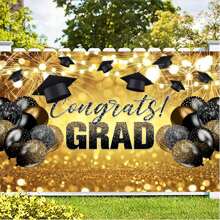 1入組畢業班彩色鑲鑽旗幟背景布71x43英寸,室內/室外畢業派對裝飾 - 款式 A - 查看 5