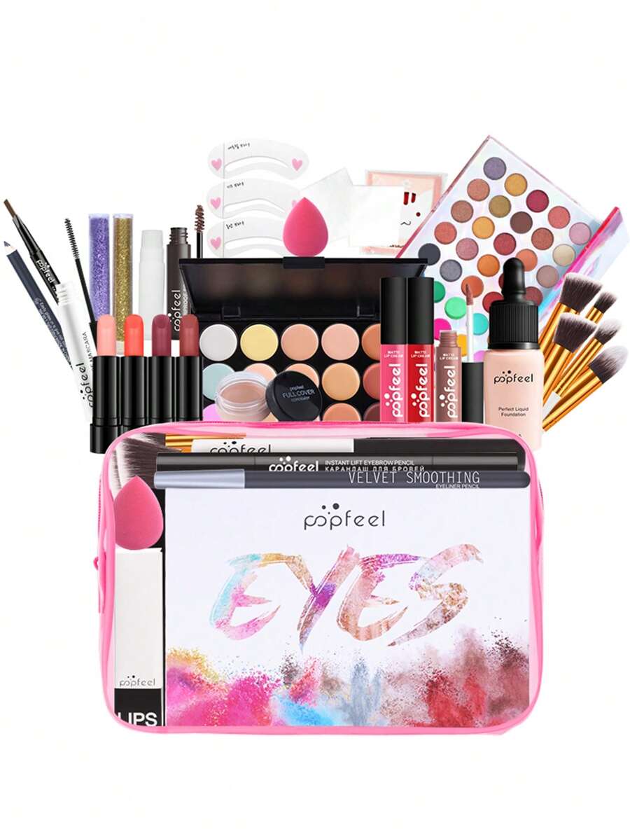 Conjunto Completo De Maquillaje Popfeel Para Principiantes, Kit De Maquillaje Multifuncional Que Incluye Herramientas Y Varios Productos De Maquillaje - Multicolor - Ver 1
