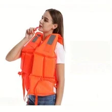 1pc/Set Premium Adult Life Jacket, Thick & Oversized For Boating, Drifting, Fishing, Swimming - Orange - View 4