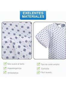 Bata Para Paciente 100% Algodon Comoda con Cintas Para Amarrar - Burdeos - Ver 7