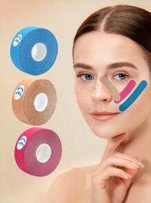 Skin Tightening Myofascial Face Lift Strips, 1 Pc Pure Pink Blue Nude Color Elastic Facial Wrinkle Tape For Lifting Sagging Jowls Neck Skin Face Double Chin V Jawline - Multicolor - View 1