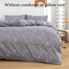 3 件套简约时尚几何线条图案羽绒被套套装（2 个枕套、1 个羽绒被套、无芯）灰色印花床上用品被套套装，适合所有季节的床上用品，是舒适温暖的卧室的理想选择，是宿舍的理想礼物。