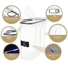 THELIFE 1/3pcs Set Plastic Storage Box, Optional 2.5L/4.5L Food Storage Container With Lid For Cereal, Pasta, Spaghetti, Rice, Grains, Home Decoration, Christmas Gifts, Home Gifts, Room Decoration - Black and White - View 5