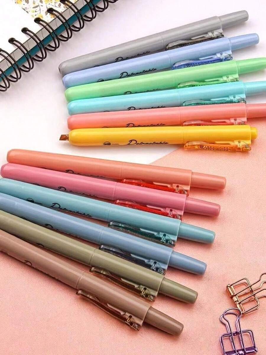 WRITECH Retractable Highlighters Assorted Colors Chisel Tip Click Aesthetic Highlighter Marker
