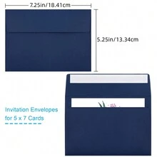 50 Packs 5x7 Envelopes, A7 Envelopes, 5x7 Envelopes For Invitations, Printable Invitation Envelopes, Envelopes Self Seal For Weddings, Invitations, Photos, Greeting Cards, Mailing - Blue - View 2