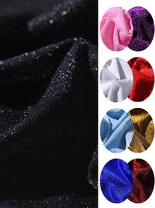 1入軟質閃光無紡布,帶有金色線和星空設計,適用於婚紗製作diy,黑色 - 黑色 - 查看 4