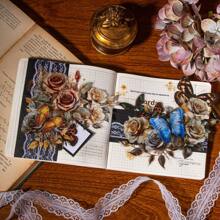 10入/包玫瑰序列寵物貼紙,大尺寸玫瑰復古diy日記相簿貼紙 - 彩色 - 查看 6