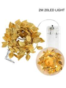2M 20LED Golden Tiny Leaves Fairy Light Battery Powered String Lights For Wedding Home Party Table Decorations - Gold - View 2