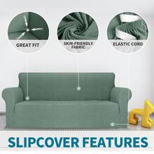 YSTYLE Sofa Cover 1/2/3/4 Seats With Armrests, Stretch Couch Cover, Heavyweight Winter Slipcover, Non-Slip Sofa Cover Washable - Green - View 4