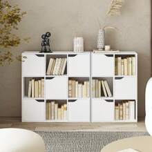 Furchen Estante branca, prateleira de armazenamento de madeira, 6 compartimentos, 3 portas, Adequado para escritório, estudo, sala de estar, branco, 60x29x90cm - Branco - Ver 6