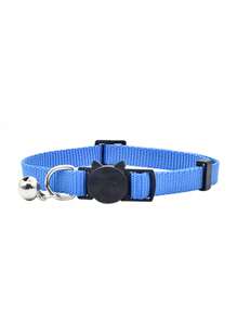 FLYBRAVE 1pc Cute Style Cat Collar With Bell Made Of Nylon Material - Blue - View 7