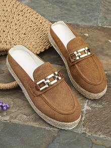 Sapatos Marrons Femininos Novos de Primavera e Outono com Sola Grossa, Enfeite de Corda, Fácil de Calçar com um Passo, Antiderrapante, Leve, Fashion e Confortável para Esportes - Castanho - Ver 2